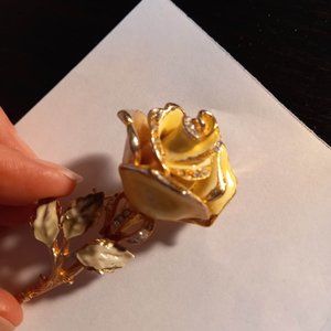 Vintage Yellow Rose Brooch